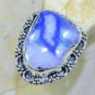 טבעת כסף בשיבוץ אבן אגט בוטוצ'ואנה כחול מידה: 8.25