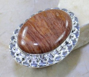 טבעת כסף בשיבוץ אבן ג'ספר גווני חום מידה: 8.75