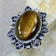 טבעת כסף בשיבוץ אבן טייגר אי זהב מידה: 8