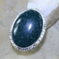 טבעת כסף משובצת אבן ג'ספר ירוק מידה: 5