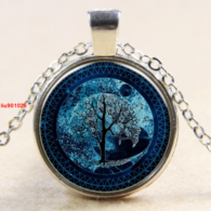 תליון ושרשרת ברונזה סמל עץ החיים גווני כחול
