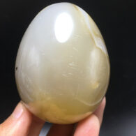 ביצה אגט גוון שמנת ומעמד עץ מסוגנן משקל: 240 גרם