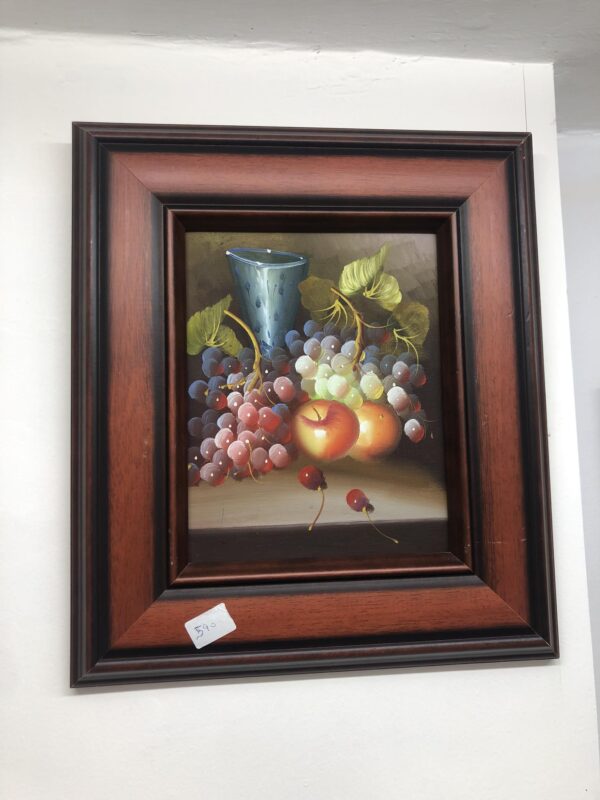 ציור שמן פירות מסגרת עץ חום מידה: 35*40 ס"מ