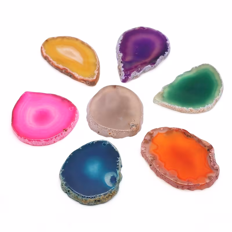 8 פרוסות אגט בצבעים מידה: כ 4*3 ס"מ